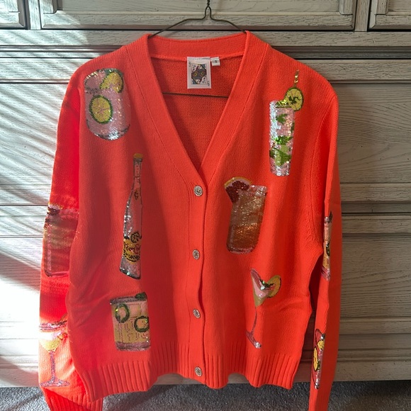 Queen of Sparkles - Neon Orange Tequila Cardigan - Picture 1 of 4